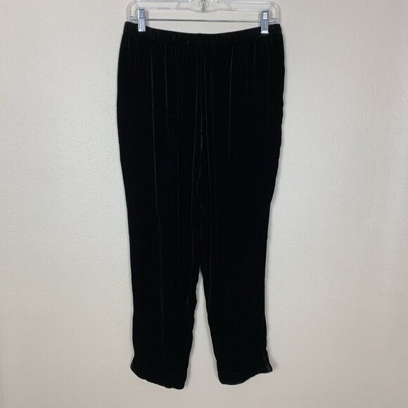 Cut Loose Womens Size M Black Velvet Pull On Pants Rayon Silk Ankle Holiday - Picture 3 of 13